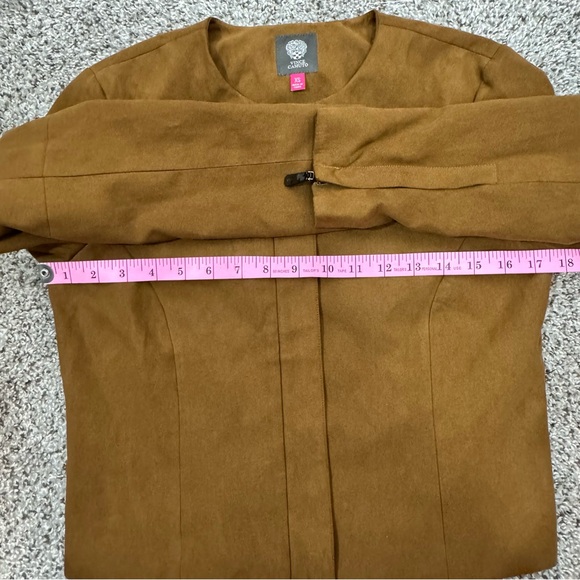 Vince Camuto Brown Faux Suede Cropped Zip Jacket Women's Size XS - Picture 9 of 10